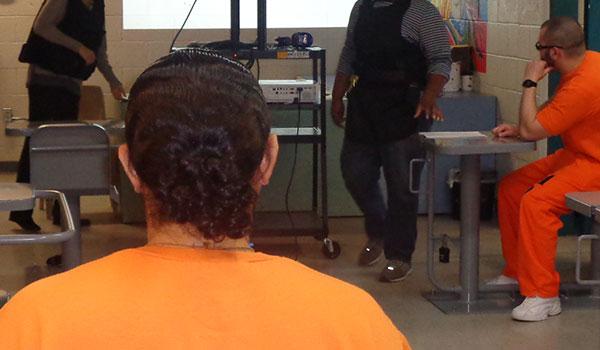 inmate student sitting in the classroom